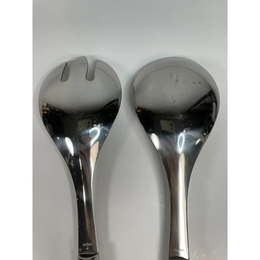 Silver 2‎ Pice Salad Server Set With Acrylic Handles Made Of N Japan